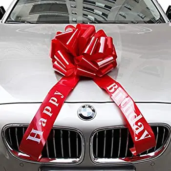 Guangdong High Quality Wholesale Factory Decorative  Red Ribbon POM POM Bow Giant  Car Bow  for Wedding