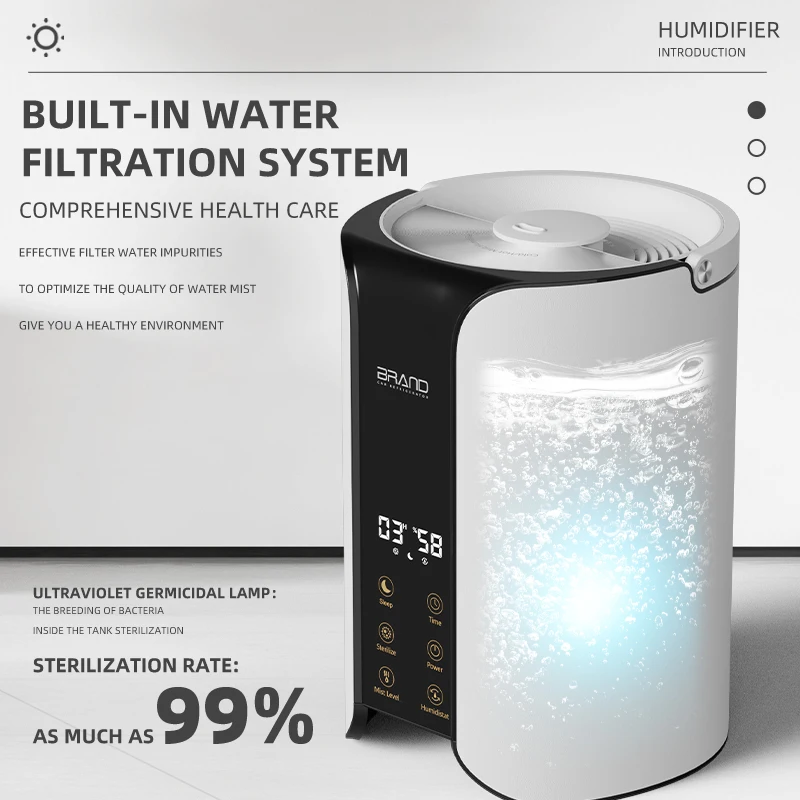 New Design Round Bucket Shaped Movable Water Tank Cool Warm Mist Ultrasonic Air Mist Humidifier