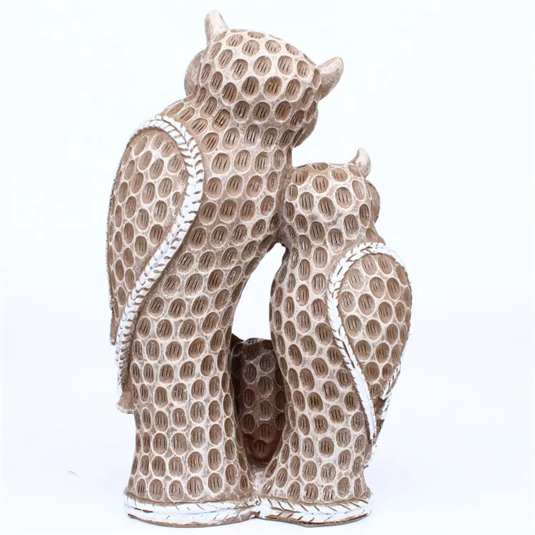 Home Cute Simple Family Of Three Owls Statue Sculpture Animal Ornaments Office Desktop Living Room Desk Craft Gift Souvenir