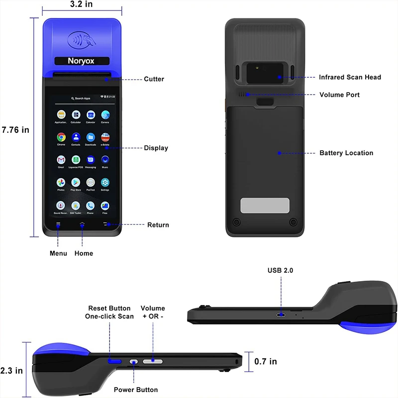 NB55 ручная Прочная Система Android 8 0/12 0/13 0 POS-машина с QR-кодом сканер 4G система android POS принтером цена