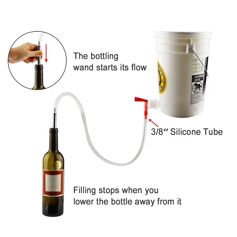 Craft Beer Bottle Filler Kit With Bottling Bucket Spigot & Brush Stainless Steel Wine Transfer Tools For Homebrew