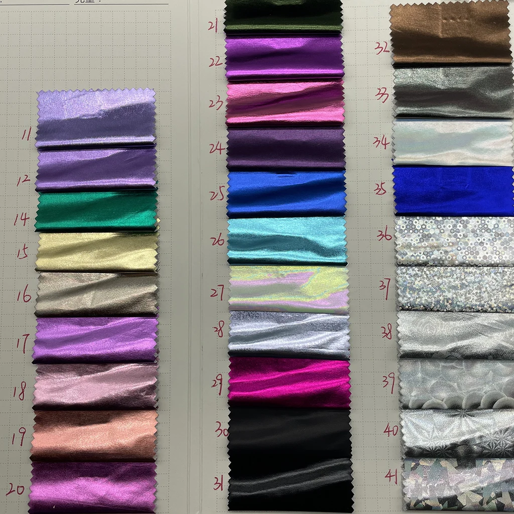 Metallic Foil color shiny glossy coating woven non stretch polyester waterproof fabric for bag Glitter Fabric for coat, jacket