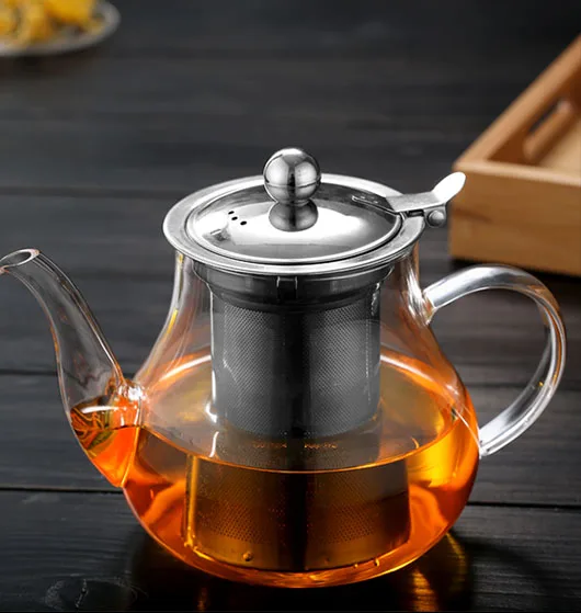 800ml Chinese Kung fu tea pot glass heat-resistant tea set with stainless steel strainer