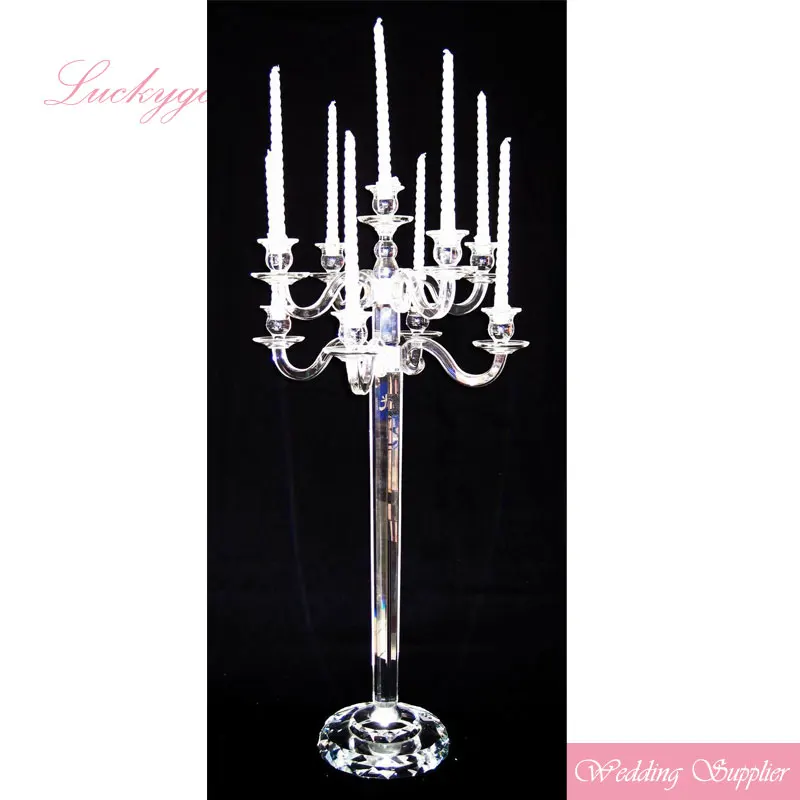 LG20190103-2 single head crystal candlesticks for wedding table centerpiece