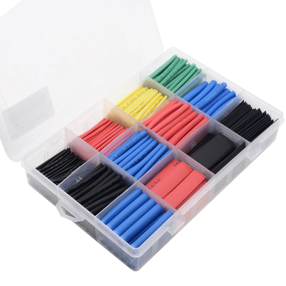 560pcs Polyolefin Heat Shrink Tubing Set 2:1 Shrink Ratio for Wires Cables Multicolor Sleeves