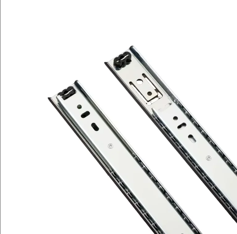 Wardrobe cabinet drawer sliding hardware 2 fold ball bearing drawer guide rails single extension telescopic channels side mount
