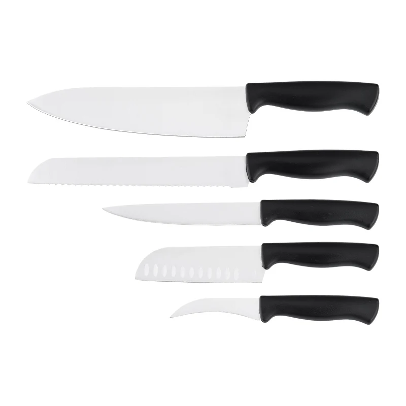 RUITAI Kitchen Knife Set of 5PCS  Multi-purpose Sharp Pointed Curved Blade Beak Fruit Japanese Chef Santoku Knife with New PP