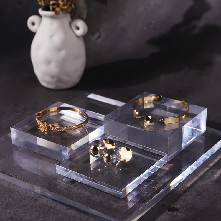 Clear Acrylic Jewelry Display Stand, Custom Acrylic Block Solid Cube Display Stands, Jewelry Display Block Holder