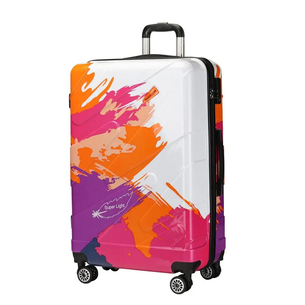 ABS + PC hard luggage set 20'24'28'special design with full printing  multi-color suit for travel