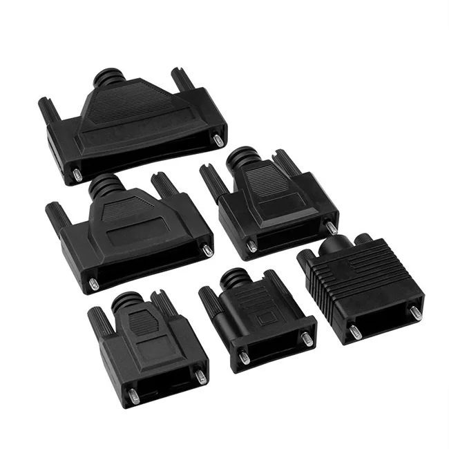 D-SUB series connection Black plastic shell DB9/VGA/DB15/DB25/DB37 Connector shell DB9 welding wire plug shell