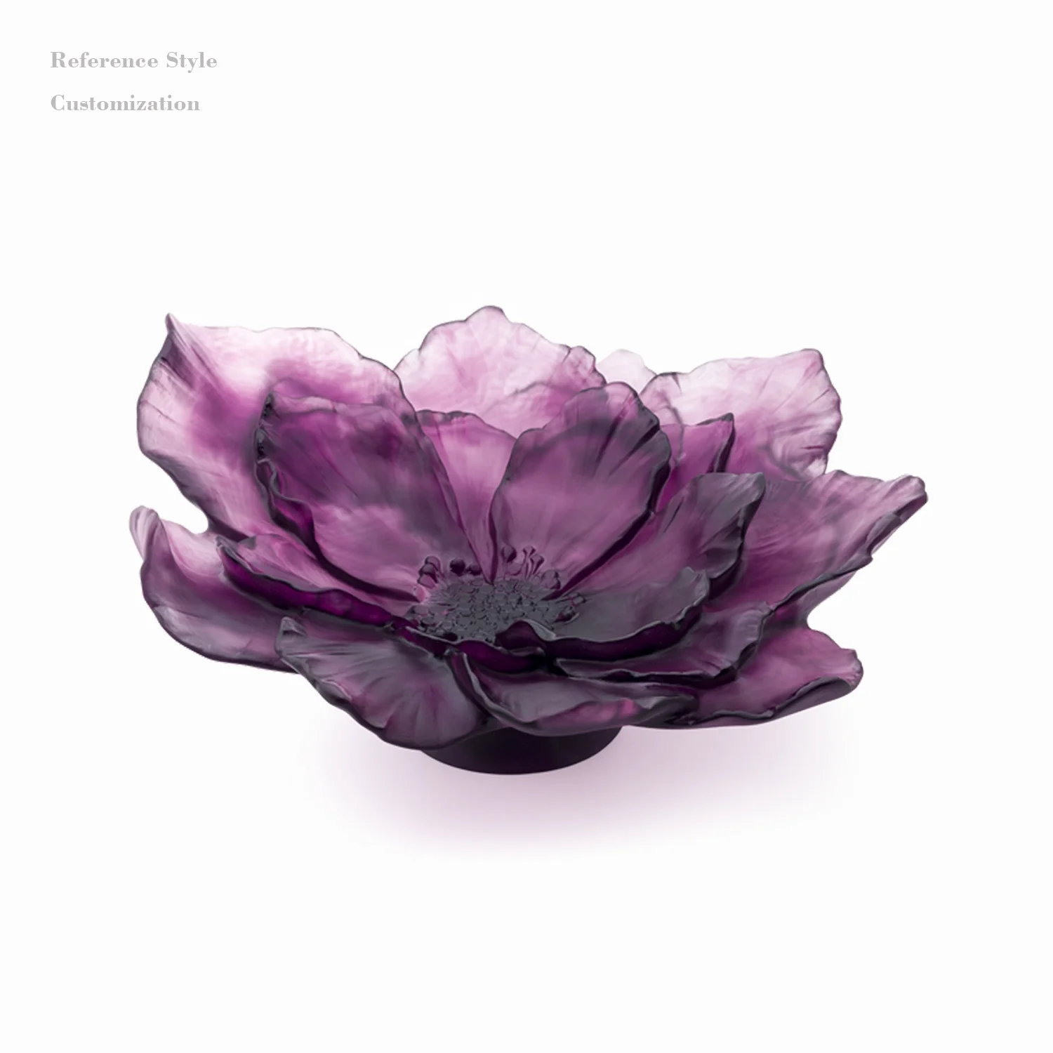 Beautiful pink violet large crystal camellia bowl for home wedding decor