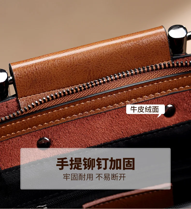 Hot Sale Luxury Genuine Leather Women Shoulder Bag Office Lady Phone Paid Umbrella Key Cosmetic Handbags