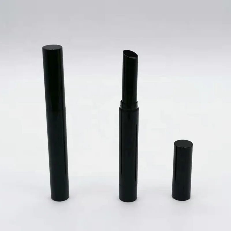 High quality slim lipstick tube round lip balm container cosmetic packaging black thin lipstick tube