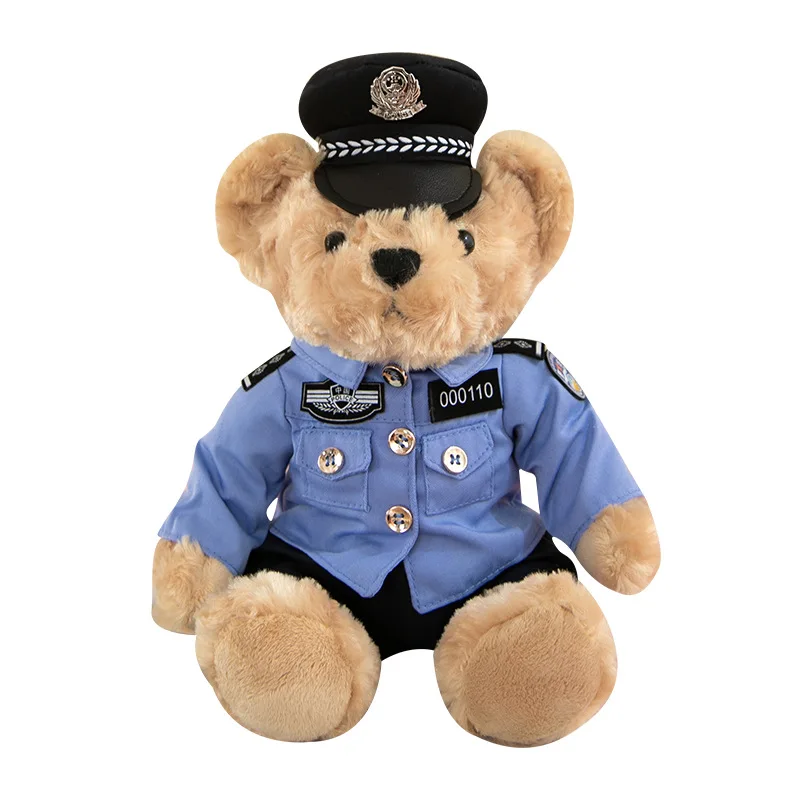 High quality classic Traffic police Teddy Bear doll Super cool plush toy gift for children