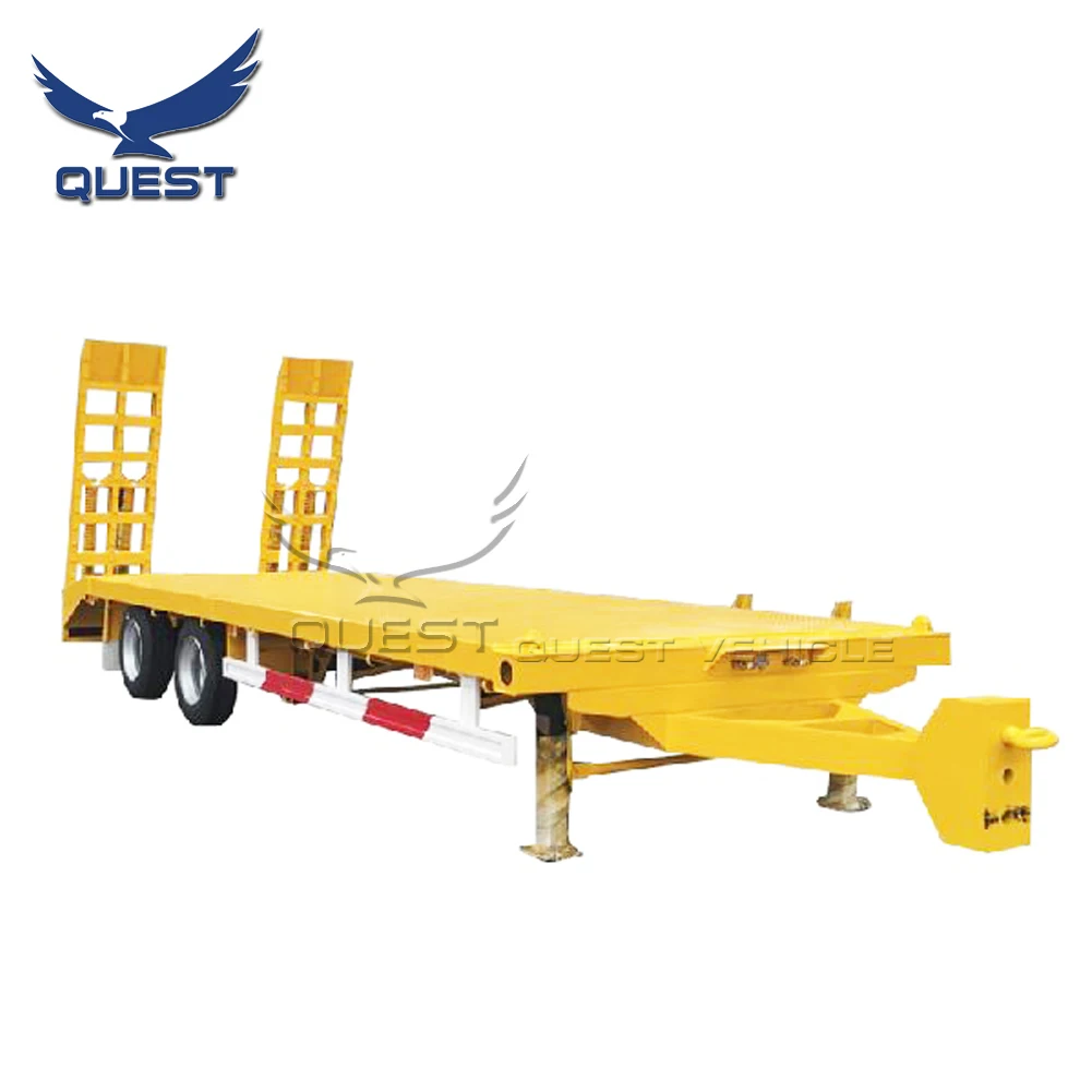 20ft 30tons Turntable Trailer Drawbar lowbed Flatbed Container Full Trailer For Sale Madagascar