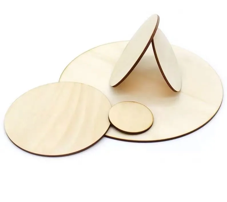 Прямая продажа с фабрики круглые деревянные вырезы из натурального необработанного дерева для покраски/творчества/украшения