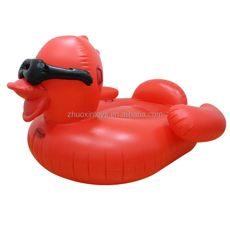 factory stock big inflatable red duck pool float holiday duck water floating bed