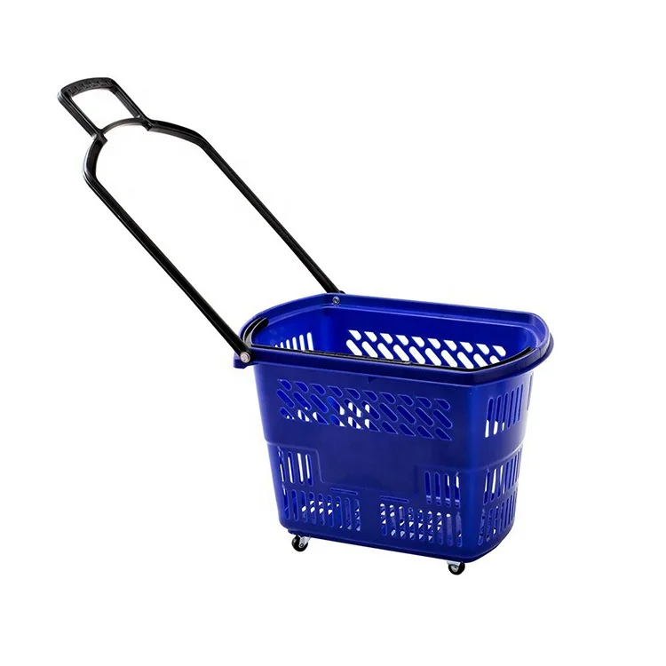 45L 4 Wheel Shopping Trolley Supermarket Shopping Basket Trolley for Sale