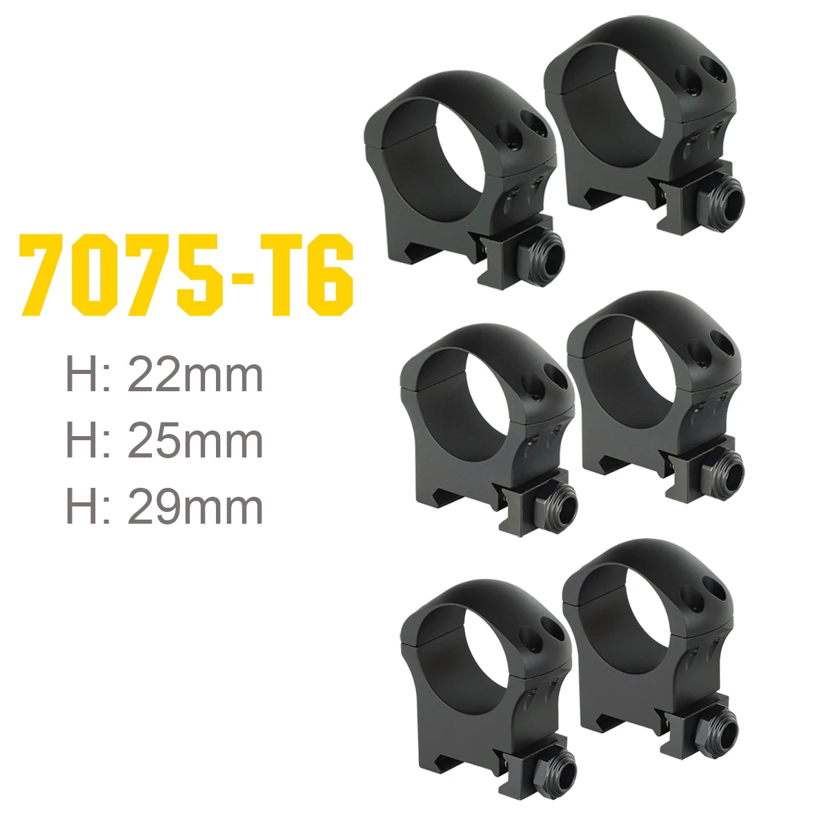 Ohhunt Scope Accessories 7075 T6 Black Hard Coat Anodized 30MM Scope Rings Low Profile Hunting Scope Mounts