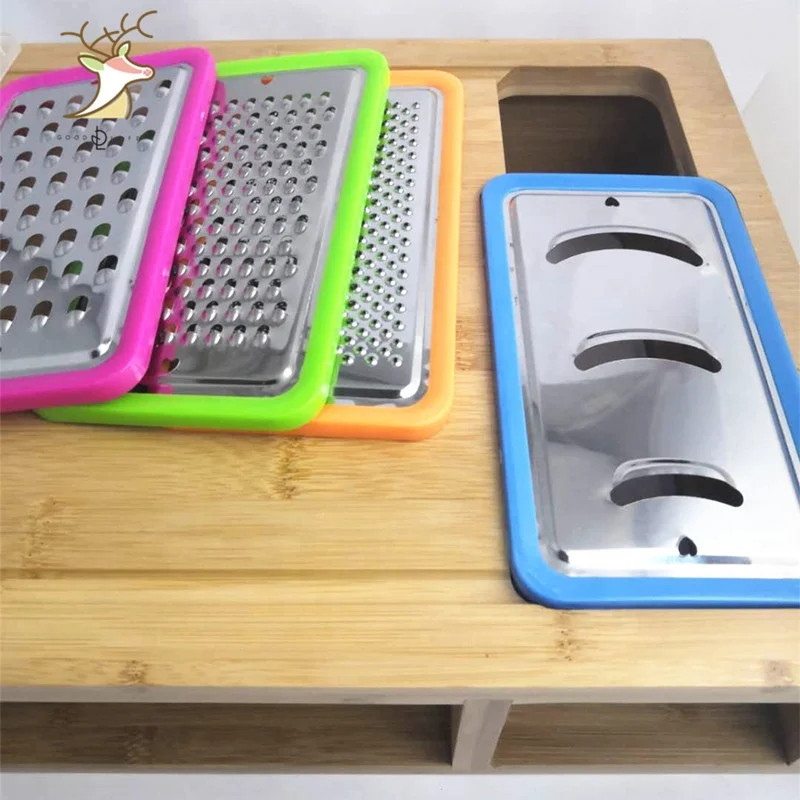Costom Large Bamboo Cutting Board With Containers For Kitchen Chopping Boards With 4 Compartments with  4 grater