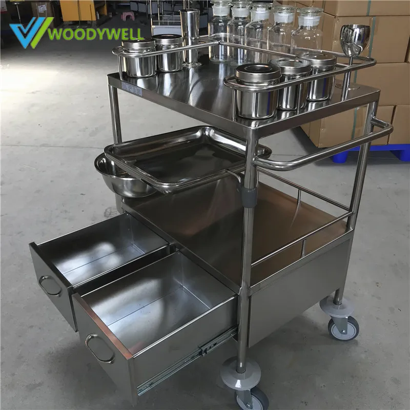 Medical drug trolley factory wholesale low price stainless steel medical nurse trolley