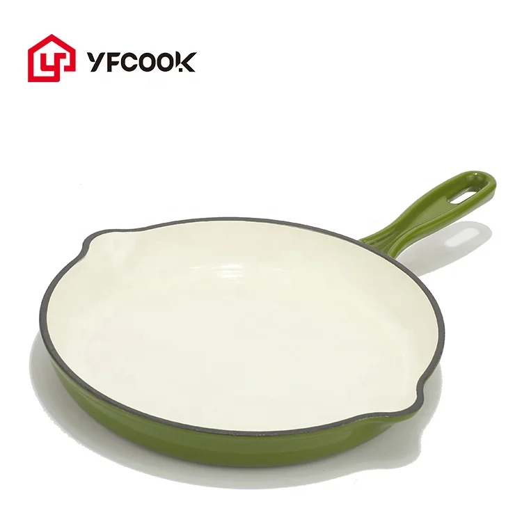 Wholesale 20/26CM Customized Enamel Cast Iron Skillet Non Stick Enamel Frying Pan for Home Kitchen Enamel Cookware