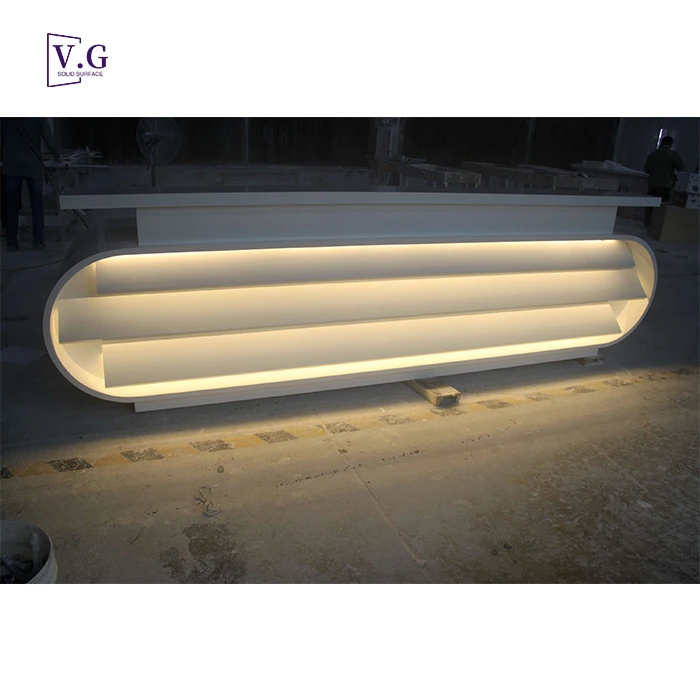 White stone reception counter table design for hospital modern reception counter gym design