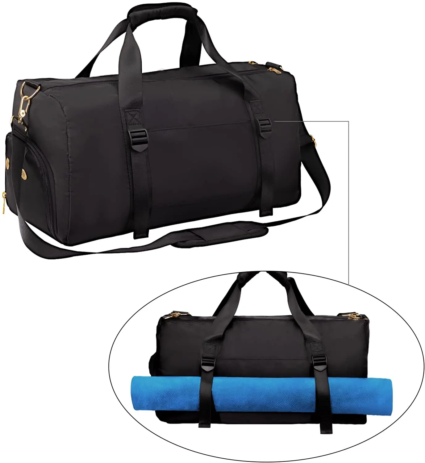 Gym Duffle Bag Dry Wet Separated Sport Duffle Bag Training Handbag Yoga bag with Extra Drawstring Backpack n Lightweight