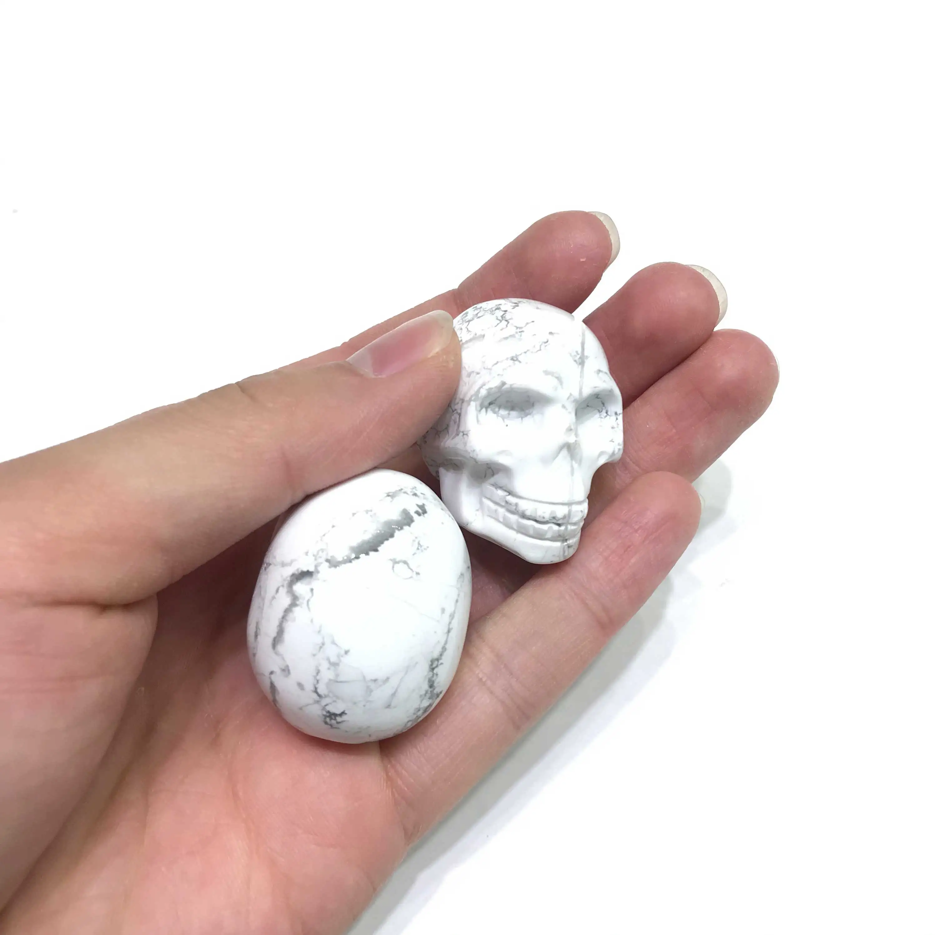 
New Natural High Quality Different Materials White Howlite Crystal Skulls For Home Decoration Sale 