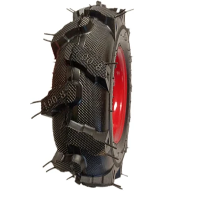 hot sale  herringbone pattern mini tiller pneumatic rubber wheel with colourful metal rim 4.00-8 cultivator wheel for Russian