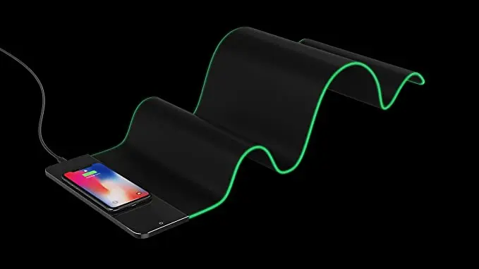 
Oem Custom Logo Black Gamer Big Large Computer Desk Rgb Led Gaming Keyboard And Mouse Pad Mats With Wireless Charger Charging 