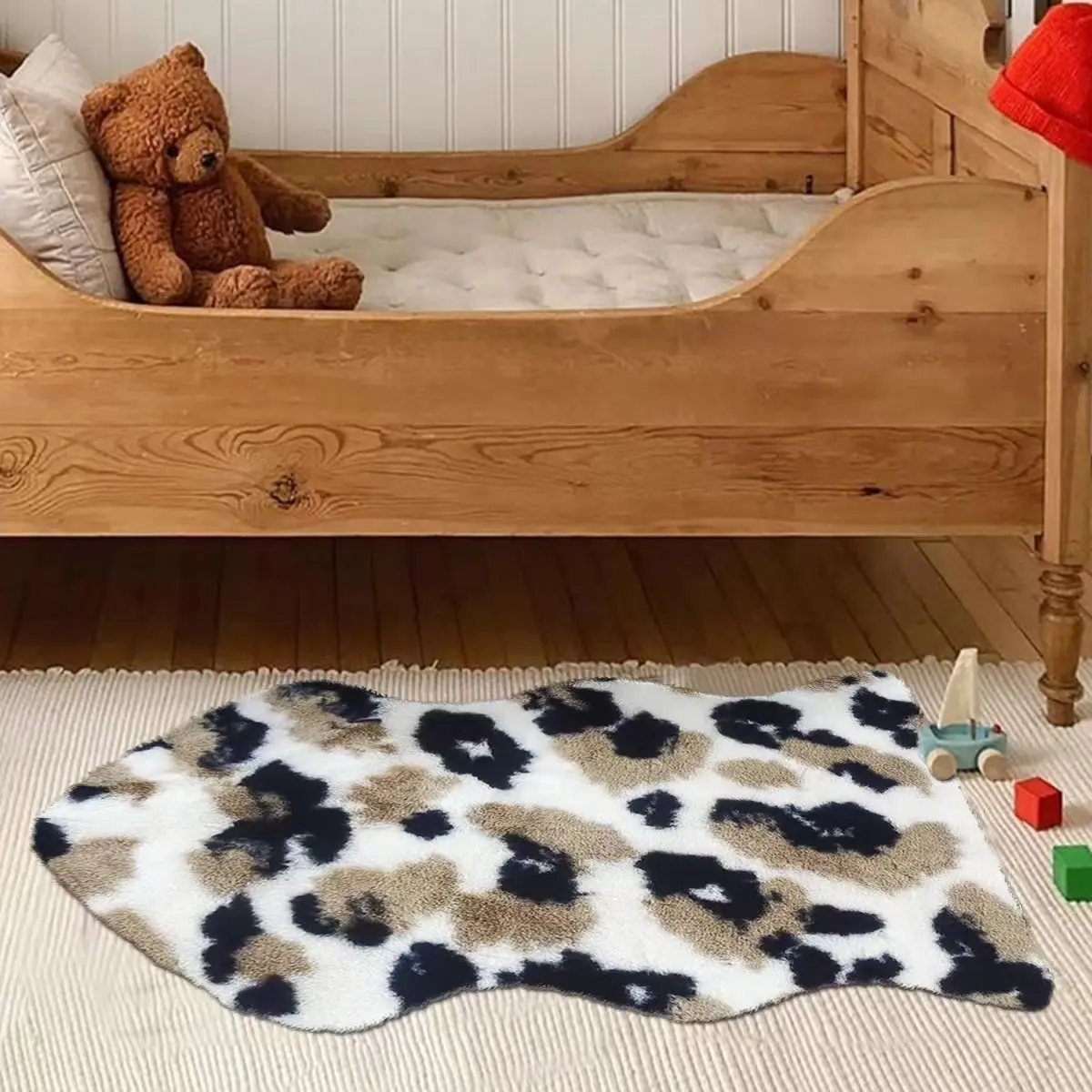 Modern Luxury Rug Imitation Rabbit Fluffy  Leopard Print Fur Fish-shaped Carpet for Living Room Bedroom  Bathroom Office Prayer