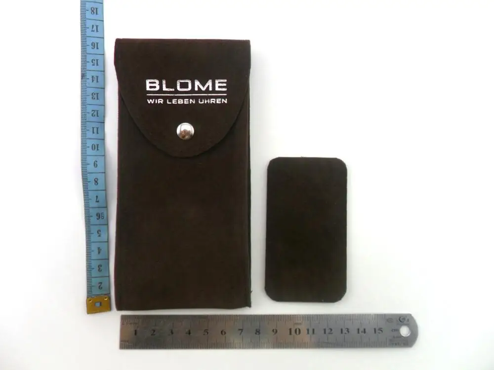 Wholesale Watch Case 6.5*12*2 CM Flap With Button Packaging Custom Your Own Embossed Logo Suede Velvet Watch Storage Bag Pouch