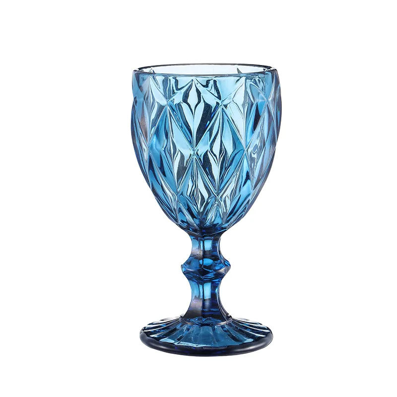 Heat Resistant Vintage Goblet Wine Juice Glass Cups Color Emboss Drink Glass Sublimation For Wedding Bar Patty