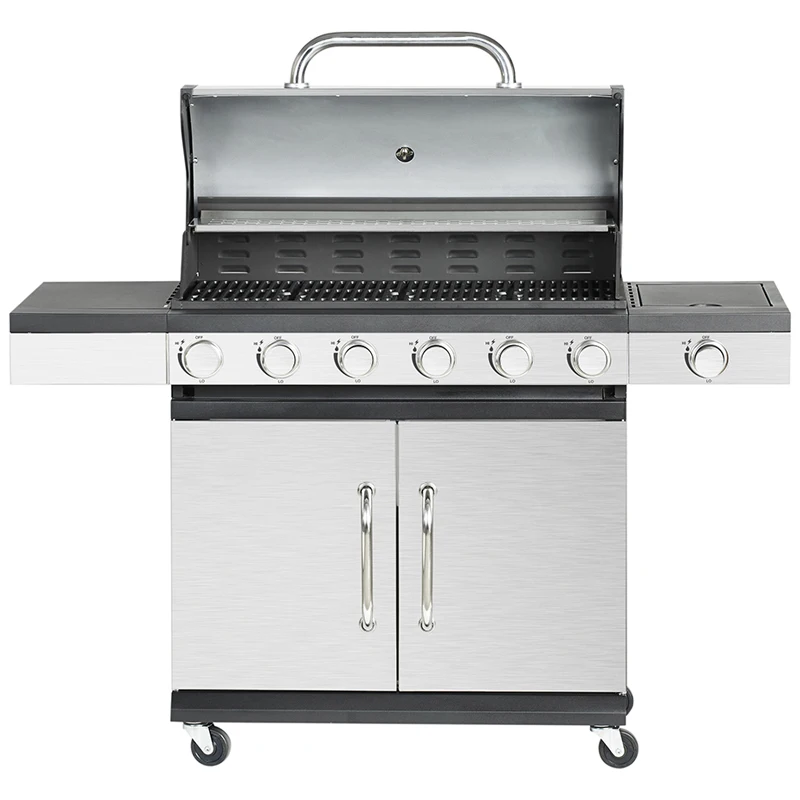 2024 Wholesale stainless steel warming rack 6+1 burner  gas grill Gas Mixed Grill  Indoor Family Event Party Camping Party Grill