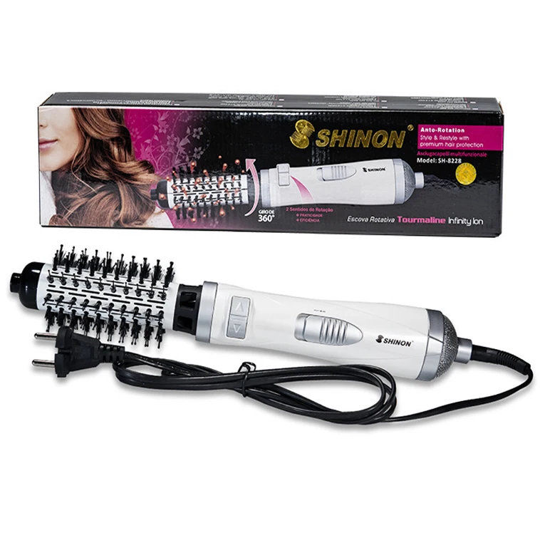 SHINON SH8228 2 In 1 Multifunctional Styling Tools Curler Hairdryer Rotational Hair Curling Comb Professinal Hair Dryer Brush