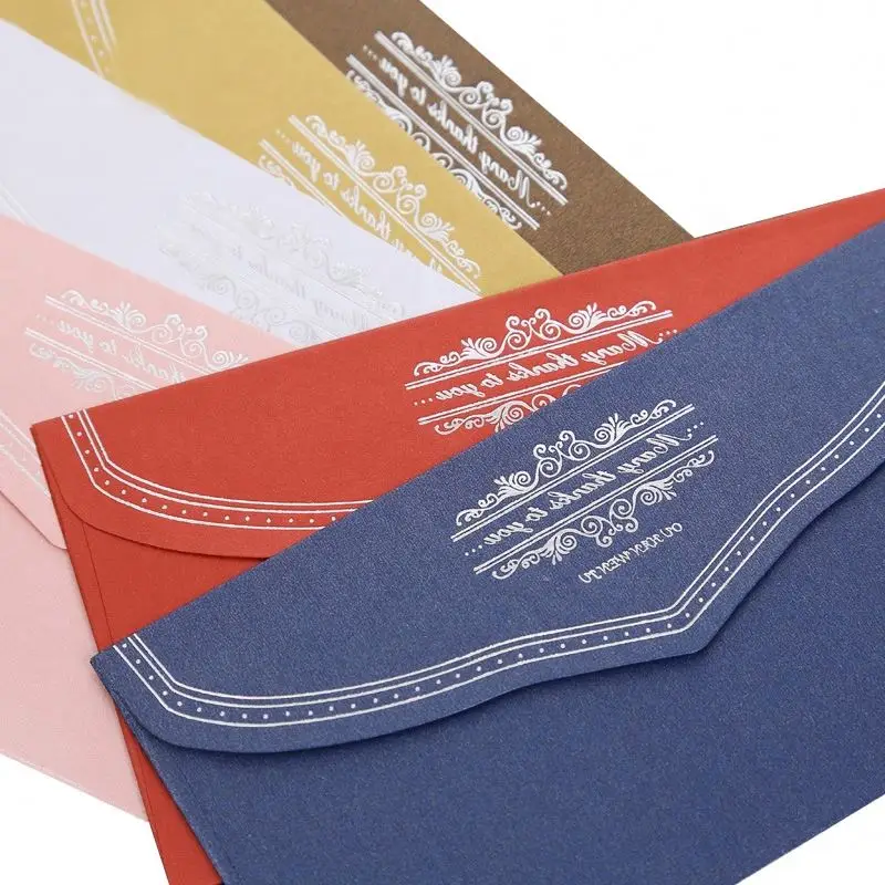 DL Size Fancy Paper Envelope Blank Speciality Paper Envelope With Gold Foil Logo For Invitation Vip Card