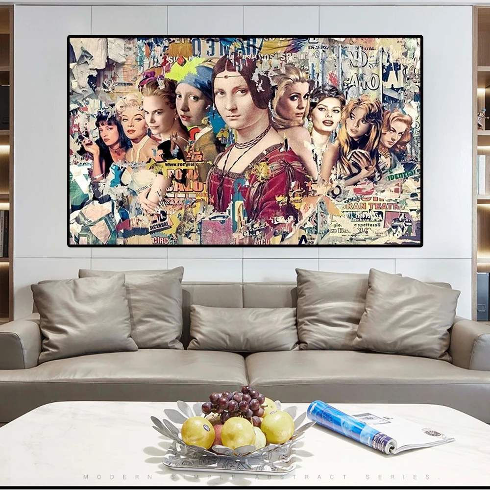Famous Women Collection Mona Lisa and Marilyn Monroe Posters and Prints Canvas Paintings Wall Art Pictures for Living Room Decor