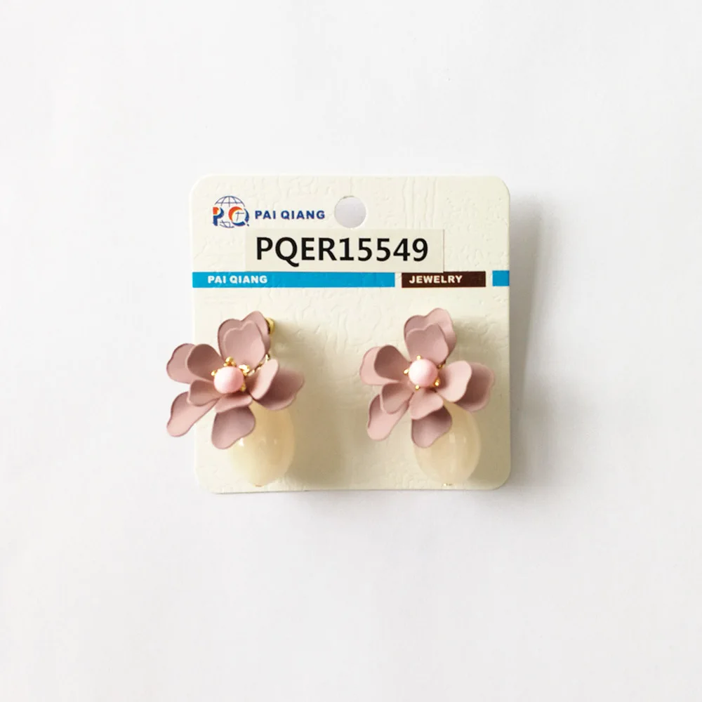 
Spray painted matt flower with acrylic bead earrings spring color earrings Birthday gift 