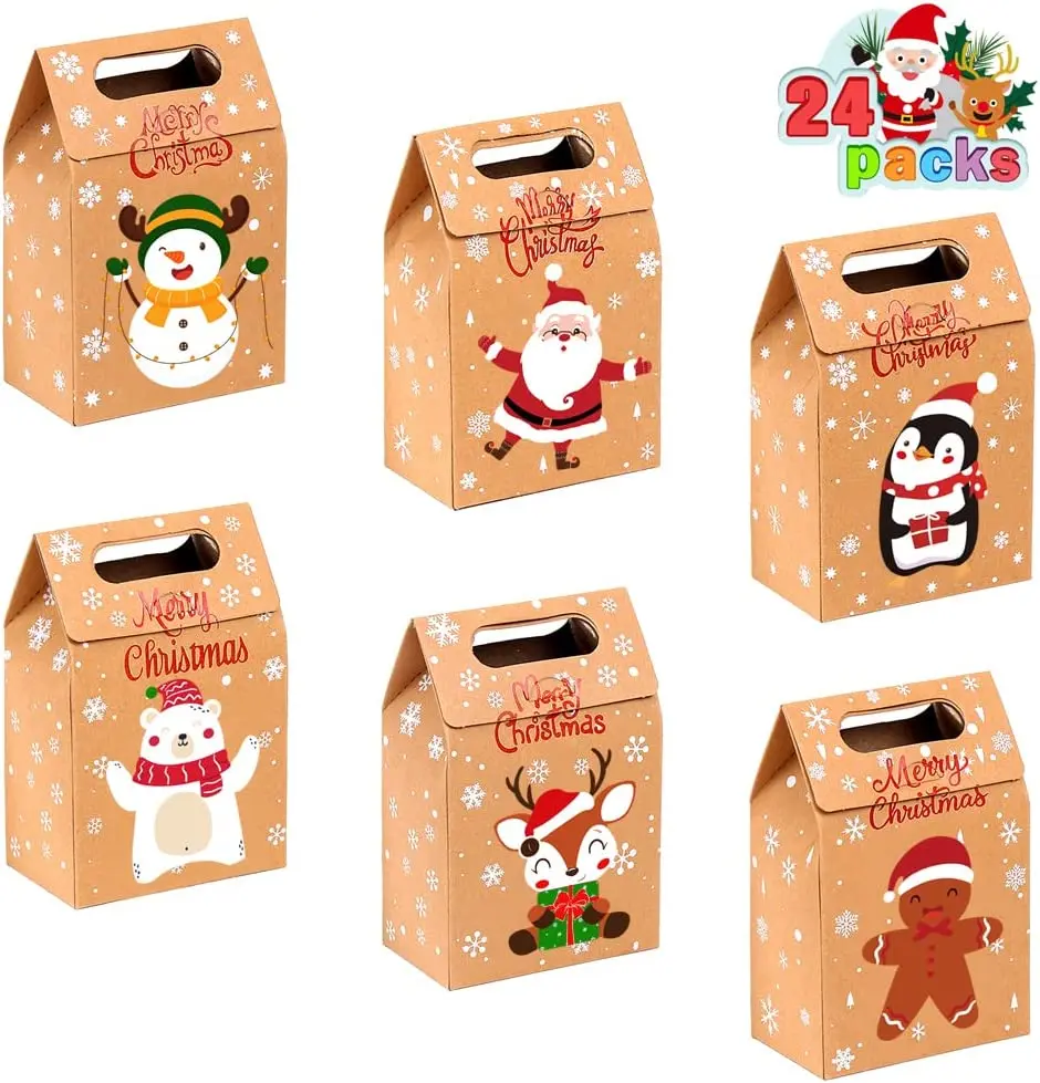 GMI 2022 Kraft Packing Christmas Cake Cookie Candy Box With Window Christmas Boxes Food Packaging Christmas Gift Paper Box