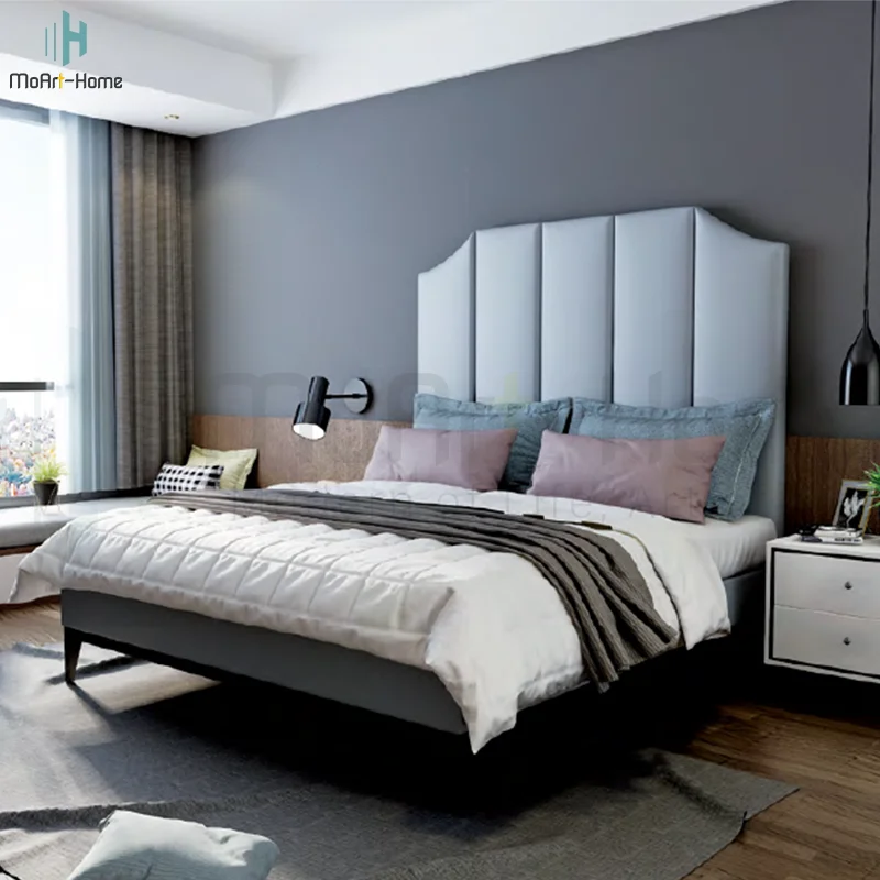 Оригинальный производитель, Скандинавская простая двуспальная кровать, роскошная тканевая кровать для молодых девушек, наборы мебели для спальни, Фланелевое изголовье кровати