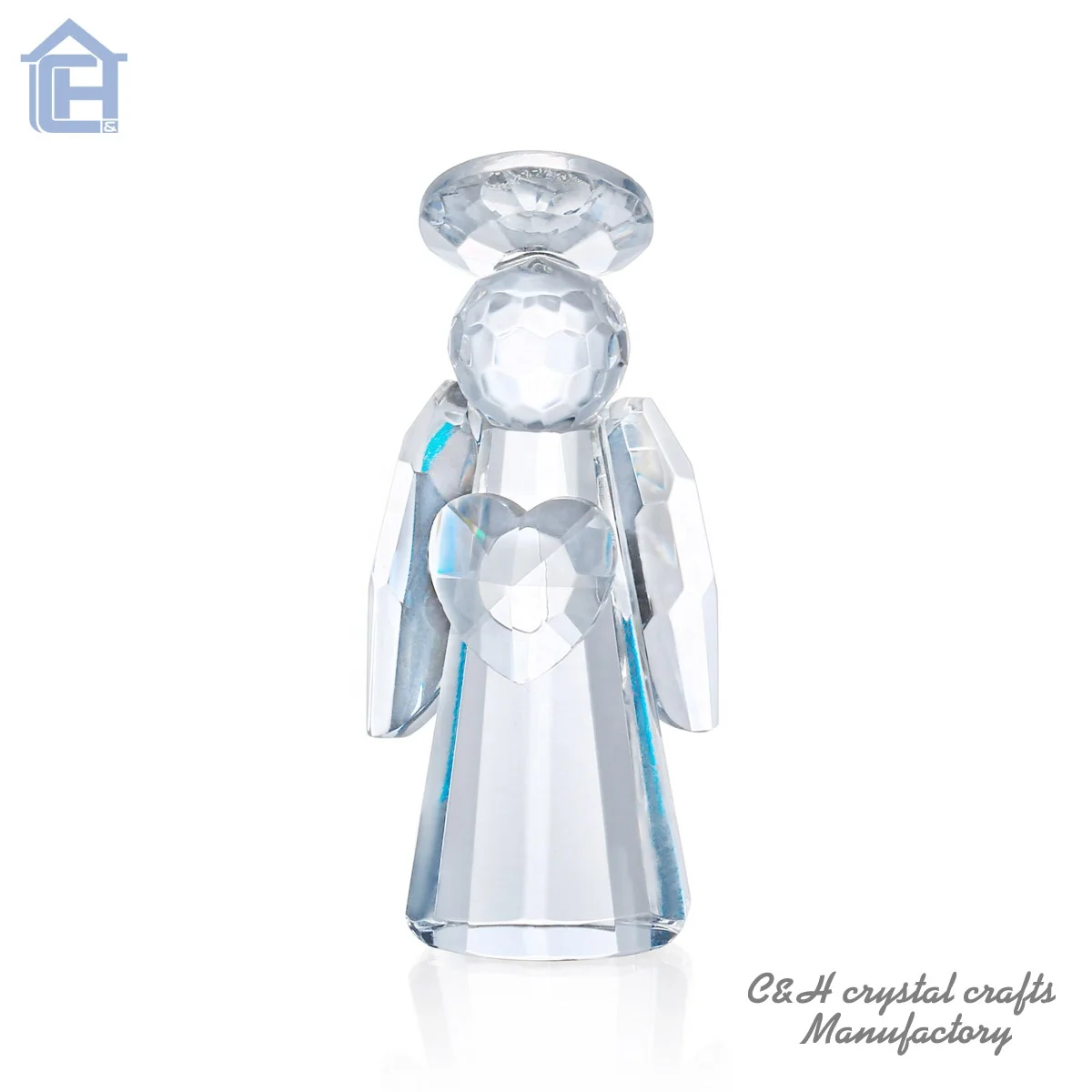 Small mini cute angel crystal kids shower gifts glass angle figurines OEM Christmas gift items for home decoration