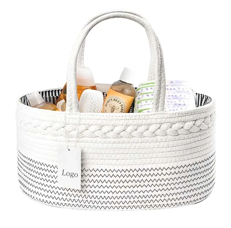 Portable Nursery Storage Basket Kids Baby Diaper Caddy Organizer with Changeable Compartments and Handles