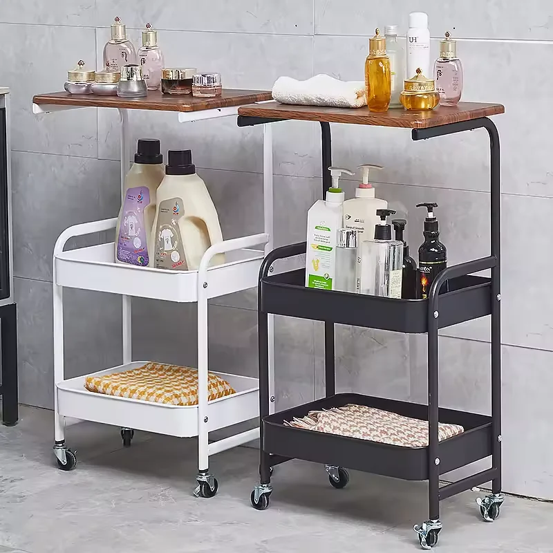 Multi scene 3-layer kitchen storage rack bathroom handcart plastic 3-layer rolling storage handcart organizer practical handcart