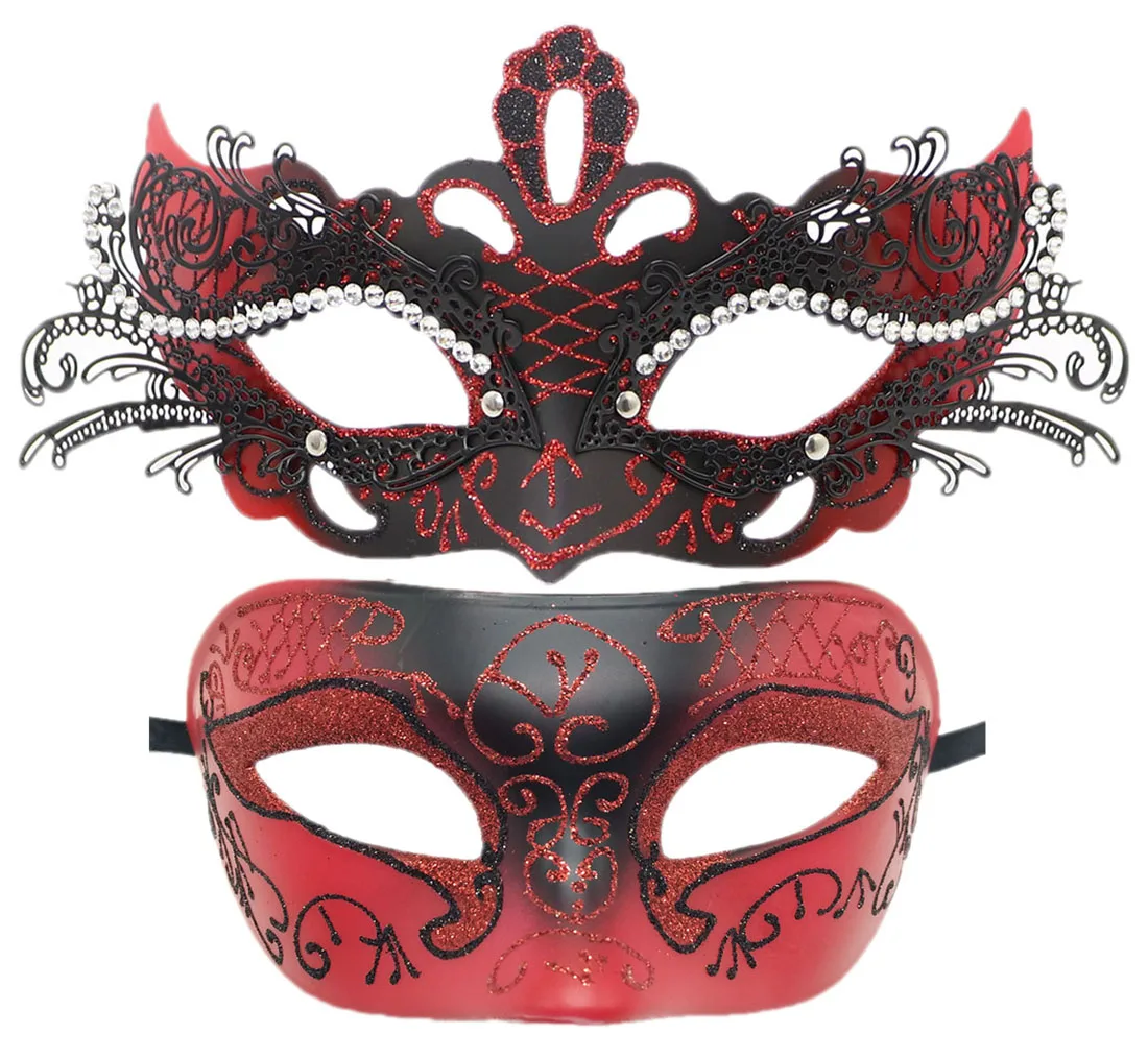 Half Venetian Halloween Party Mardi Gras red silver gold butterfly black men women masquerade mask for couple