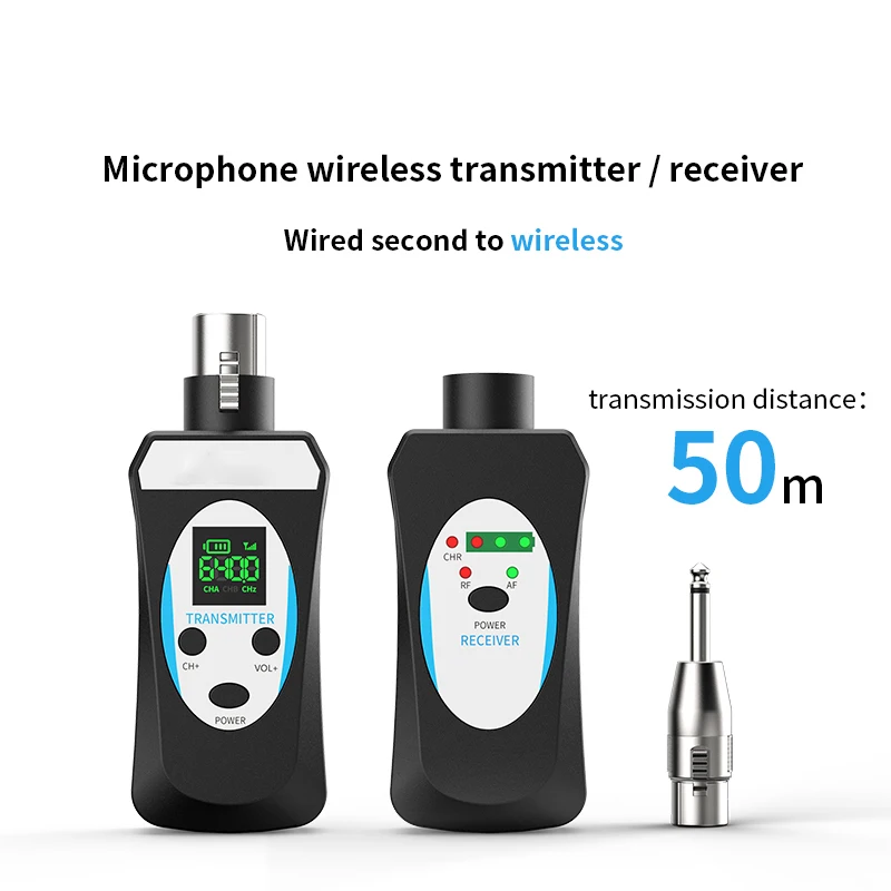 2023 new UHF UHF Digital Microphone Wired to Wireless Audio Transmitter and receiver professional uhf microphone xlr adapter
