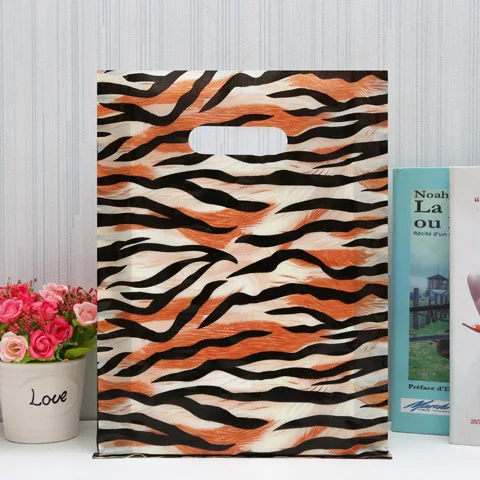 Custom Printed Gusset Side Plastic Die Cut Bag/ Pe Plastic Handle Shopping Bag With Your Own Logo