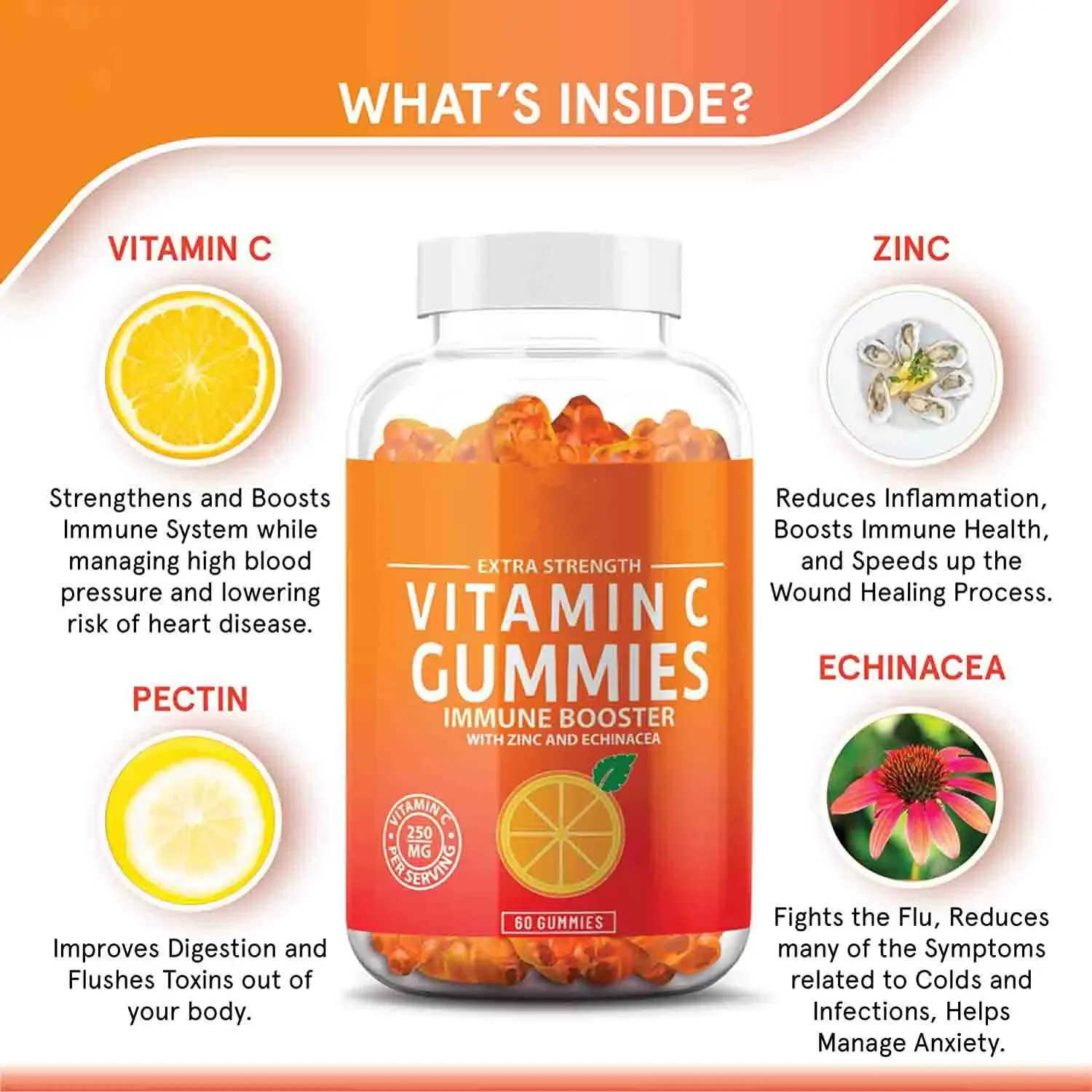 Hot Selling OEM ODM Vitamins Soft Candy Immune Booster Zinc Food Supply Supplement Healthcare Supplement Vitamin C Gummies