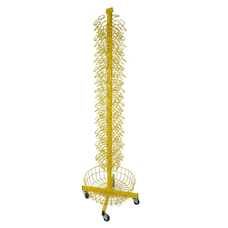 RUIMEI Rotating Candy Display Rack For Retail Store Yellow Candy Racks Display With Baskets For Supermarket Shop