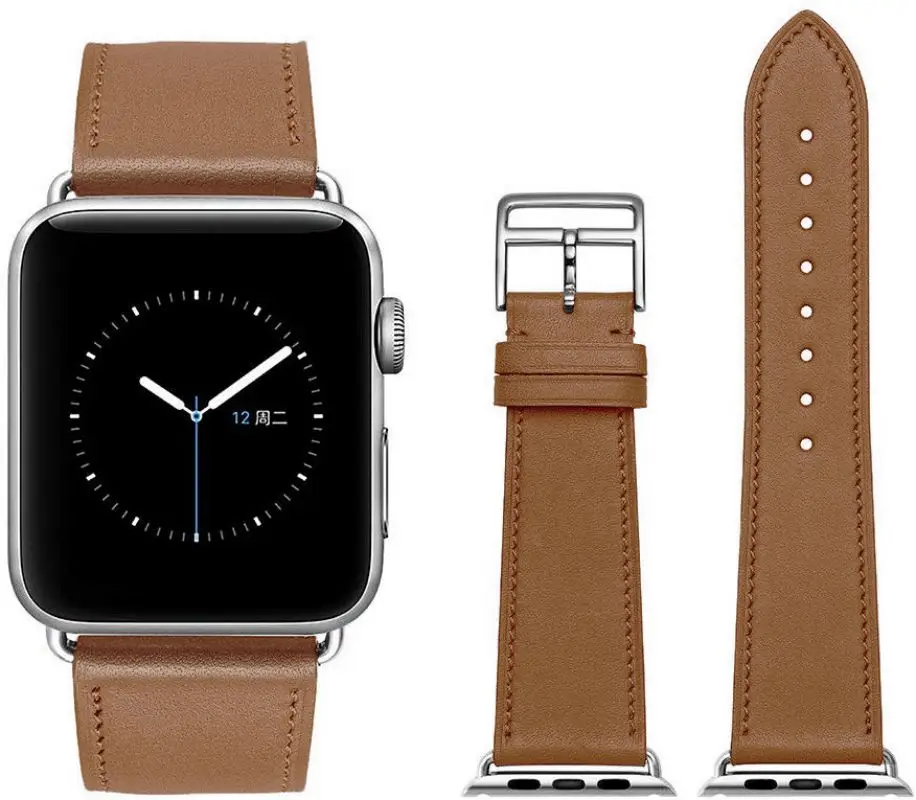 
38/40/42/44mm Italian Leather Watch Straps with Silver Buckles 